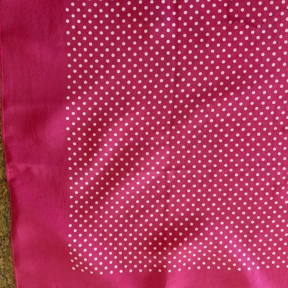 Kreier Pink with White Polka Dots Silk Scarf Made in Switzerland 26" x 26" - Picture 4 of 13